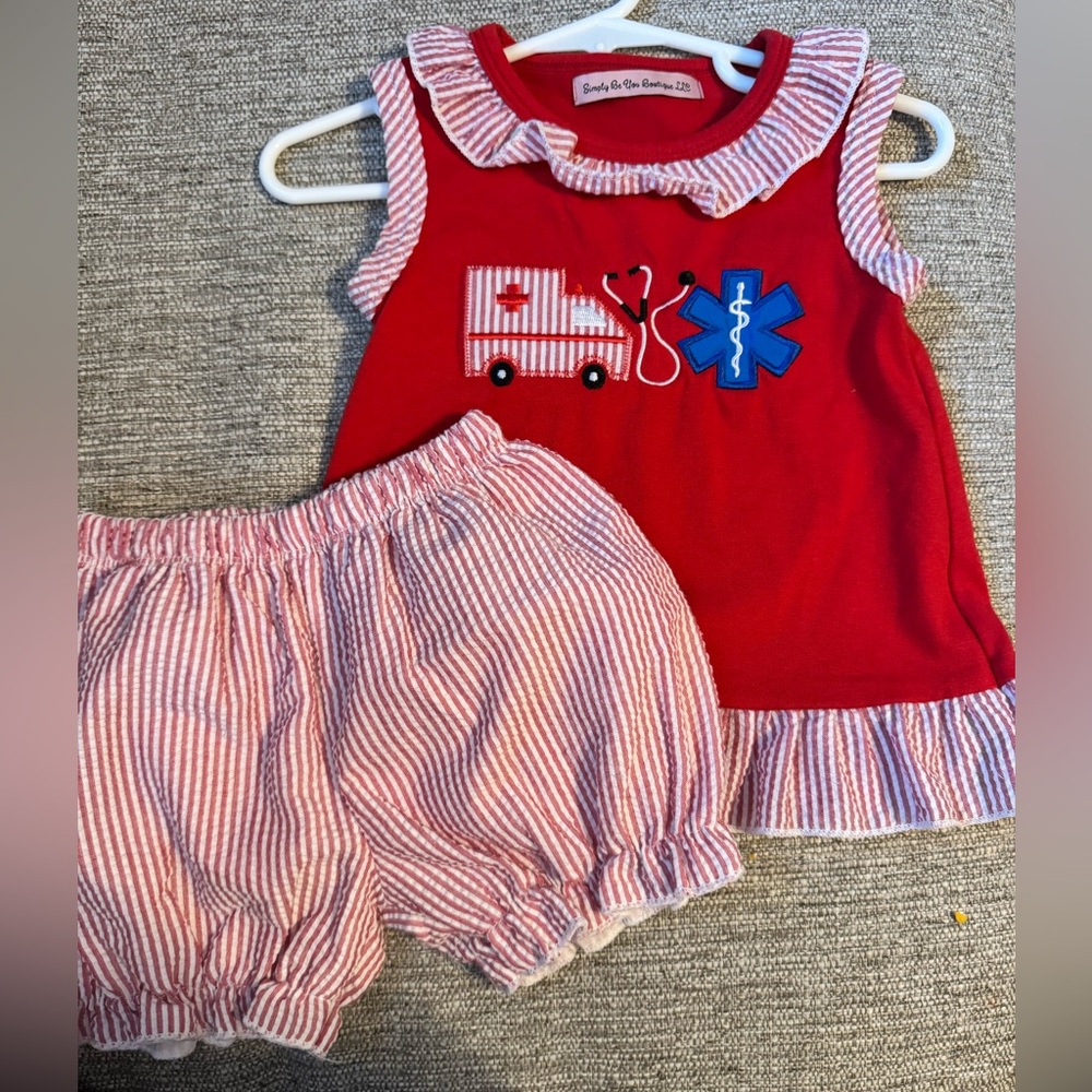 Ambulance Embroidered Short Set
